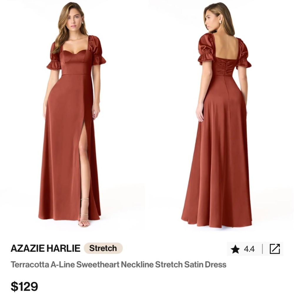 Azazie Harlie Bridesmaids Dress Terracotta Size 4